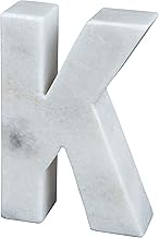 Creative Home Natural Marble Stone Letter K Bookends, Paper Weight, 4" W x 5-7/8" H, 1-1/2" D, Off-W