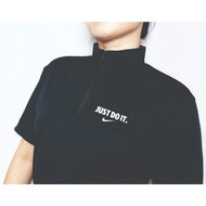 Nike just Do It Cool Fit Microfiber interlock Quick Dry Jersey T Shirt Mock Neck Collar With Zip Short Sleeve