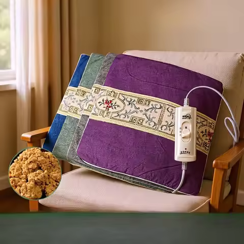 Electric Heating Seat Cushion Heating Square Office Chair Cushion 42*42cm Cotton and Linen Embroider