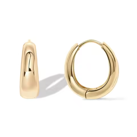 Eavva 14K Gold Plated Small Chunky Hoops Earrings for Women Classic Thick Lightweight Gold Earrings 