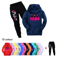 Squid Game Boys Hoodie Girls Sweater Hooded Trousers Set Pocket Personality Sweater Trouser 1379 Autumn Kids Clothing Set