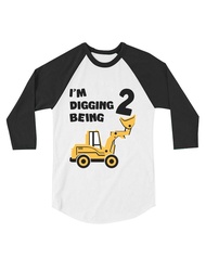 Construction I'm Digging being 2 2nd Birthday Shirt Boy Construction Kids Raglan T-Shirt