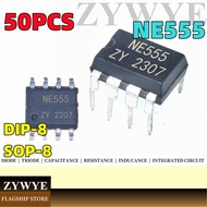50pcs NE555 NE555P NE555N In-Line DIP8 Timer Chip 555 Chip IC Integrated Circuit NE555DR Patch SOP8