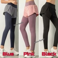 Women's Double 2in1 Sports Pants Long Leggings Shorts Sports GS
