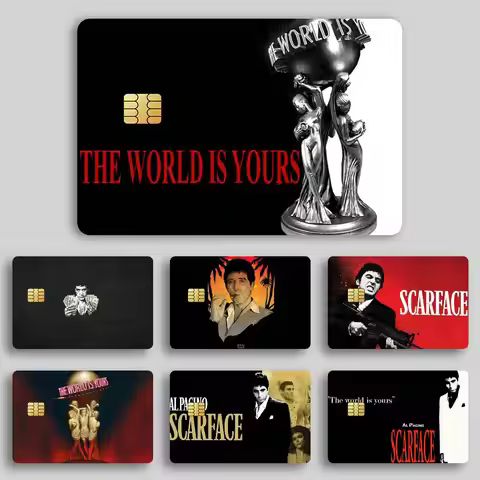 Movie Scarface K Poster Credit Skin Cover Card Stickers 4PCS Film Bus Pass Front Decoration Bank Deb