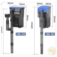 Waterfall Filter YBB-180 / YBB-230 | Compact, Quiet Waterfall Filter, Scum Filter Optional for Aquar