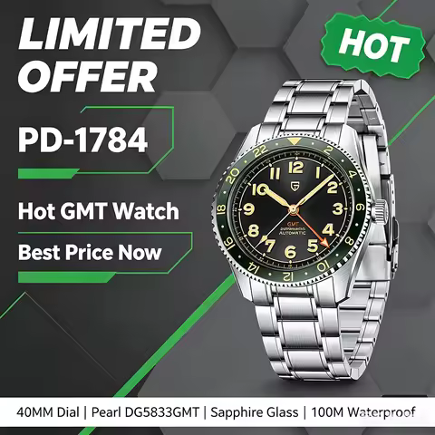 PAGANI DESIGN GMT Automatic Watch For Men 40MM Vintage Dial Sapphire 200M Waterproof Luminous Stainl
