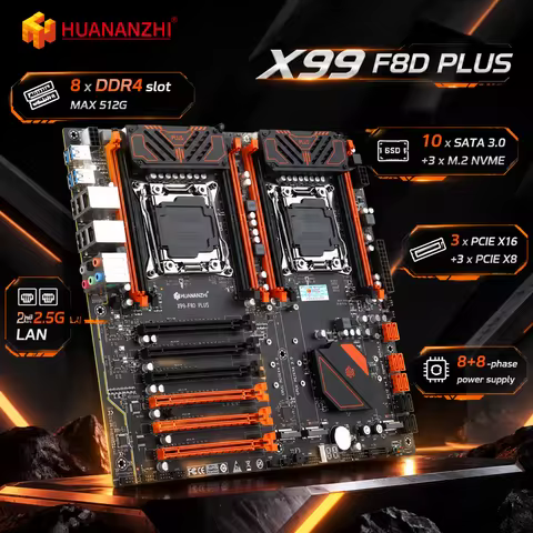 HUANANZHI X99 F8D PLUS LGA 2011-3 XEON X99 Motherboard with Intel XEON E5 V3 V4 Series Combo Kit Set