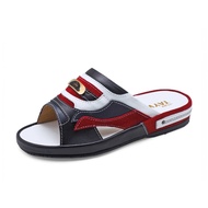Authentic Taywin Thick-Soled Sandals SKF-37 Size 37-47 Black Soft Leather-Navy Blue-White-Red Back (