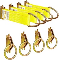 4 Pack E-Track O-Rings & 4 Pack 2" x 6" Rope Tie-Off Tie Down Anchors, 2" Diameter O/D Rings - 1,500