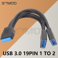 Motherboard USB 3.0 19PIN Header 1 to 2 Extension Splitter Cable12cm 19Pin Internal Extension Header Adapter Cable