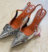 Diesel style銀色鏡面高踭鞋Y2K style silver heels