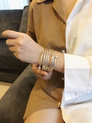 Jewelrythai กำไลเงินแท้ 925 กำไลข้อมือผู้หญิง กำไลเงินเกลี้ยง ขัดเงา กำไลไขว้ กําไลแฟชั่น ผู้หญิง ขอ