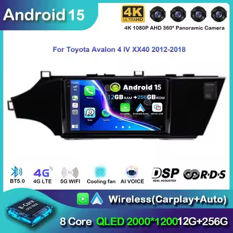 Android 15 For Toyota Avalon 4 IV XX40 2012-2018 Car Auto Carplay Screen Radio Automotivo Bluetooth