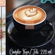 6 Set Cangkir Tatak 2 Warna Hitam Putih Keramik Porselen Awet Tebal Tahan Panas Premium Kopin 220ML