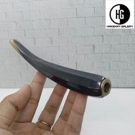 pipa rokok once cangklong tanduk kerbau hitam motif belimbing E50