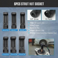 6 Piece Suspension Strut Nut Socket Set 16MM18MM 19MM 21MM 22MM 24MM,VM #:3353,1/2" DR With Portable