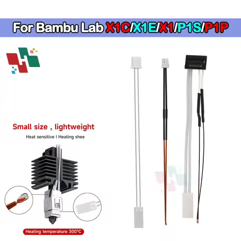 3D Printer Hotend Heater Cartridge 24V 48W X1C Thermistor & Ceramic Heating Plate For Bambu Lab P1S/