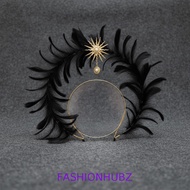 FASHIONHUBZ Feather Glory Crown Headband, Dress Up Props Double Layer Virgin Mary Queen Tiara, Glory