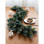 Nuoqi Nordic Krismas Rotan Padat dengan Kon Pine Hiasan Krismas Handrail Rotan Hiasan Krismas