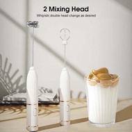 2 IN 1 Milk Bubbler Household Hand-Held Electric Egg Beater Blender USB Rechargeable Foam Maker Kitc