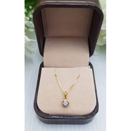 Necklace With 9K Pure Gold Pendant Swiss CZ Diamonds 100 Water