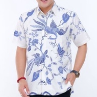 KEMEJA Men's premium Dobby cloth hand-drawn batik shirt with short sleeves and lining BA0015