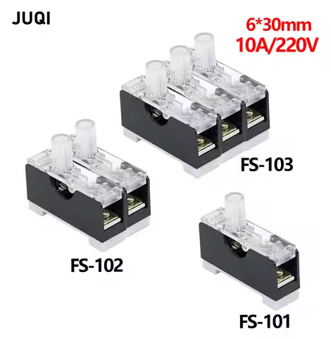 6X30mm 220V with lamp glass fuse holder 1/2/3 connection Din rail installation 6x30 fuse holder 10A