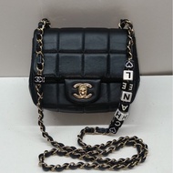 Chanel 黑金冰格骰子鏈條方胖子 芯片款