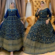 Hindi Dorina Embroidery | Premium Rayon Women's Gamis | Full Front Embroidery | 7 SLEEVE/8 | Belt | 