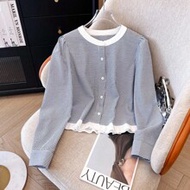 2025 Autumn Edit: Women's Striped Artful Patchwork Shirt-Esque Cardigan. Anchored In Timeless Vertic