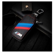 PuraAutoRepair Jc 1Pc Embossed Carbon Fiber Leather Key Case Holder for Bmw E90 F10 F30 E34 F20 X5 E