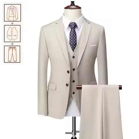 Suit Boutique Men's Fashion Business (Blazer+ Vest +Trousers) Gentleman's Wedding Casual Professiona