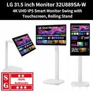 LG 31.5-inch 4K UHD IPS Smart Monitor Swing with Touchscreen Rolling Stand 32U889SA-W LG 31.5 Inch 4