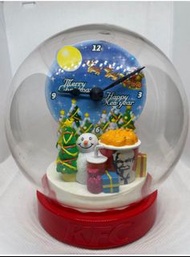 2000年發行 肯德基爺爺 KFC 聖誕節 聖誕水晶球造型時鐘 單顆電池式 可調整時間 功能正常 品相完好 超稀有 只有一個