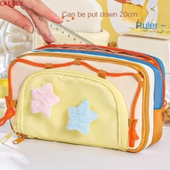LAEULY Korean Pencil Case, Cosmetics Card Pen Large Capacity Y2K Star Stationery Bag, Cute Aesthetic
