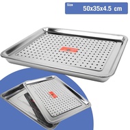 ถาดสแตนเลสเจาะรู ถาดสแตนเลสเจาะรูอเนกประสงค์ ถาดสแตนเลสคุณภาพดี 1ชุด ขนาด 50X35 CM. รุ่น Bbq-tray-w