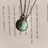 大顆海紋石吊墜 純銀海紋石項鍊 拉利瑪吊墜 Larimar