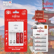 Fujitsu Eco Pack Standard Charger 2 Cells Lite 1000mAh AA + 4 Cells 2000mAh AA Rechargeable Battery 