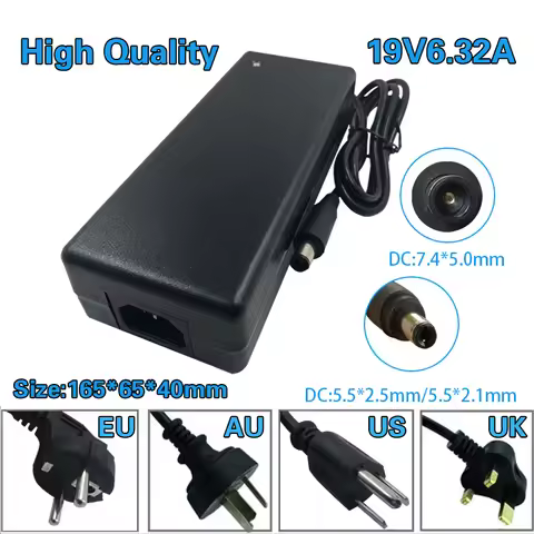 19V 6.32A Laptop Adapter DC 5.5*2.5/7.4*5.0 mm Power Supply With AC Cable 19V 6.3A for Laptop comput