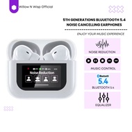 A9 Pro Bluetooth 5.4 Noise Cancelling Earphones | Wireless ANC LCD Touch Control Headphones Call Sou