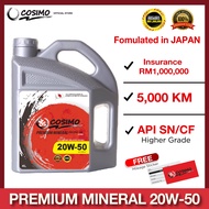 COSIMO 20W50 (4L) Premium Mineral SN Engine Oil Car Lubricant Minyak Hitam Enjin (Perodua, Proton, Honda, Toyota, Nissan