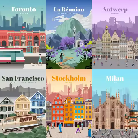 Landscape Diamond Painting Personalized Cities Around The World Full Rhinestone Mosaic Embroidery Cr