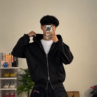 VINTAGECLUB DOUBLE ZIPPER BOXY HOODIE DOUBLE ZIPPER HOODIE ZIPPER HOODIE