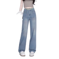 Eyouth 10118 women jeans high waist wide leg loose ladies long denim pants