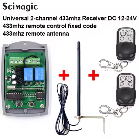 2 channel Gate Garage remote control 433mhz receiver + 433mhz remote control duplicator + 433mhz ant
