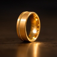 Wide 8MM Electroplating Gold Inlaid String Pattern Men Stainless Steel Ring US Size 7-13 ST4Z