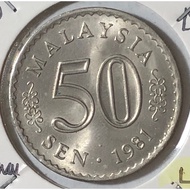 ( Syiling ) 50 Sen 1981 ( UNC ) Malaysia Parliament House