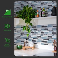 LONGKING Self-Adhesive Kitchen Backsplash, Marble Look Decorative Tiles (10 Tiles)