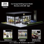 G-FANS Diorama 1:64 Car Garage Model LED Lighting City Street View Building Backdrop Display Scene M